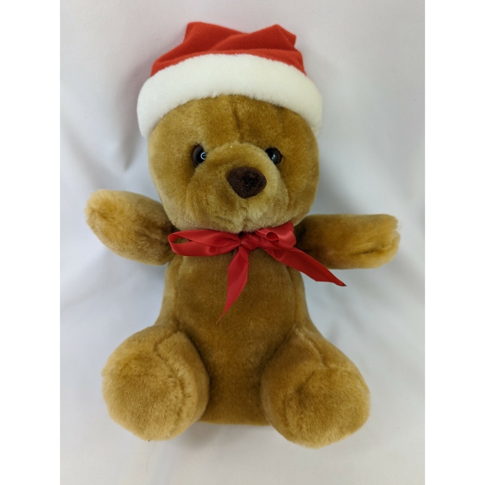 Sasco Brown Bear Plush 9 Inch Santa Hat Stuffed Animal Toy